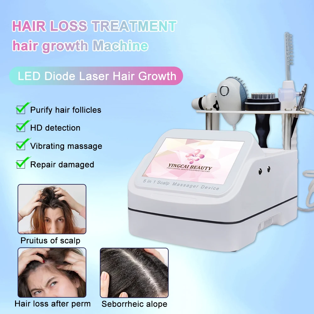 

5 in 1 Professional Hair Scalp Analyzer 50X 200X Camera Electric Brush Red Light Therapy Scalp Massage Hair Growth Machine