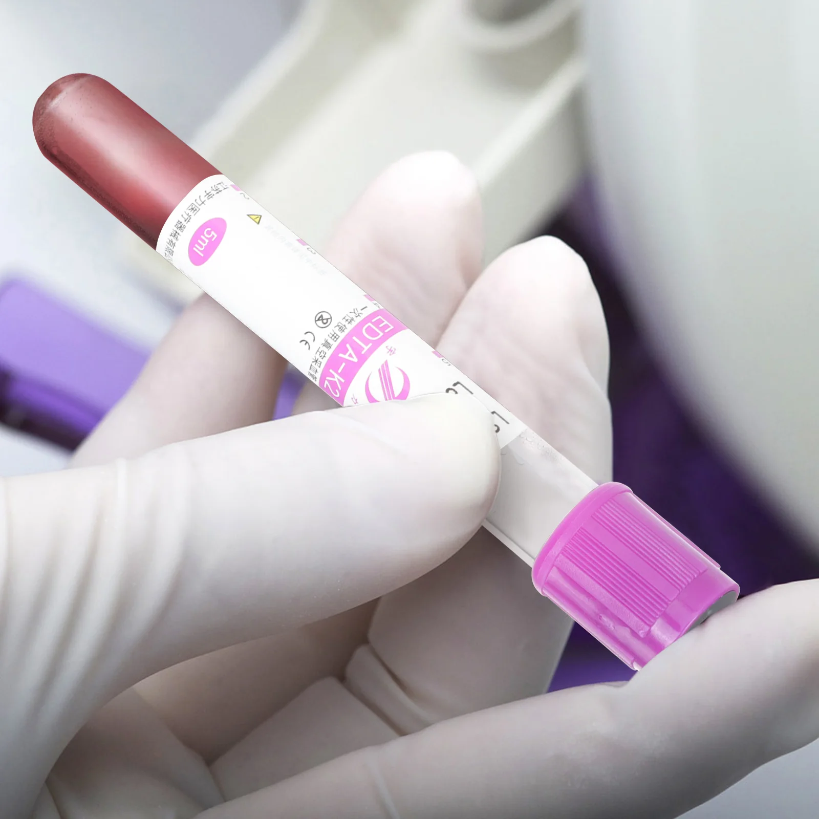 

100pcs Purple Cap Anticoagulant Tubes 5Ml Leak-Proof Blood Collection Laboratory Test Tube Containers Safe