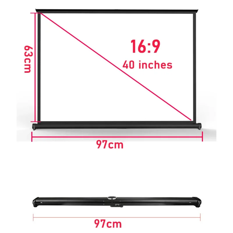 40inch 16:9 New Professional Table Desk Projection Screen Format With Carry Bag Best For Business Presentation