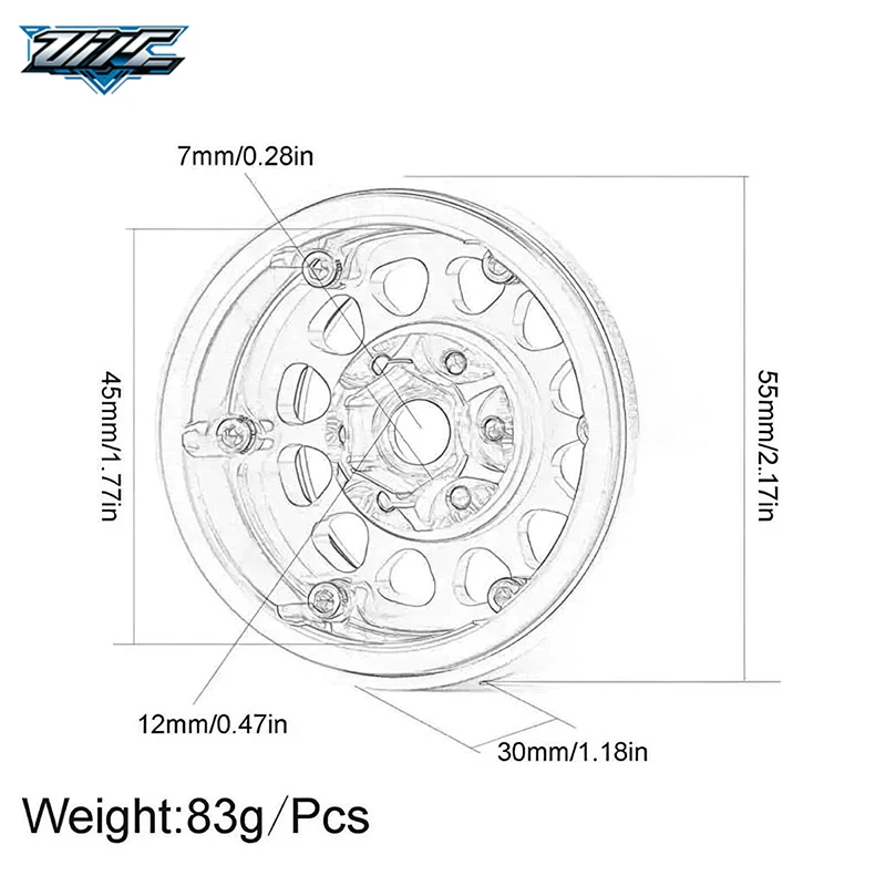 4Pcs Metal 1.9 Inch Beadlock Wheel Rims 12mm Hex for 1/10 HSP Redcat RC4WD Wraith Tamiya Axial SCX10 D90 HPI RC Crawler Car