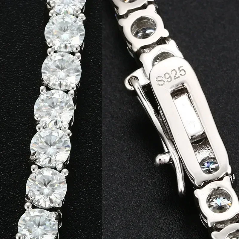 lab created moissanite tennis chain,hip hop moissanite jewelry set,925 sterling silver tennis bracelet necklace,unisex moissanite chain,stackable party jewelry for men women view 6
