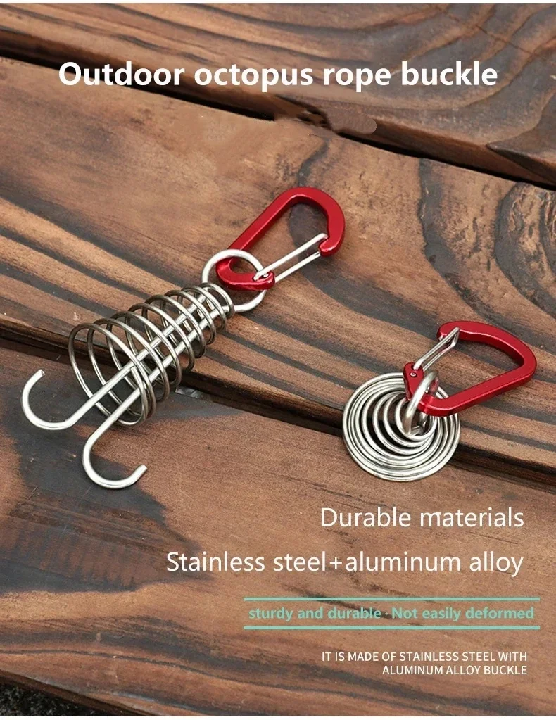 Outdoor Camping Octopus Seil Schnalle Camping Deck Nagel Edelstahl Feste Zelt Seil Schnalle Holz Haken Frühling Wind Seil – Detail 2