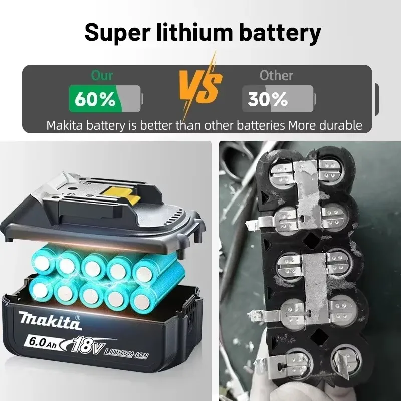 Originale Makita 6Ah/5Ah/3Ah Makita 18V Battery, For BL1830B BL1850B BL1850 BL1840 BL1860 BL1815 Batteria al litio di Ricambio