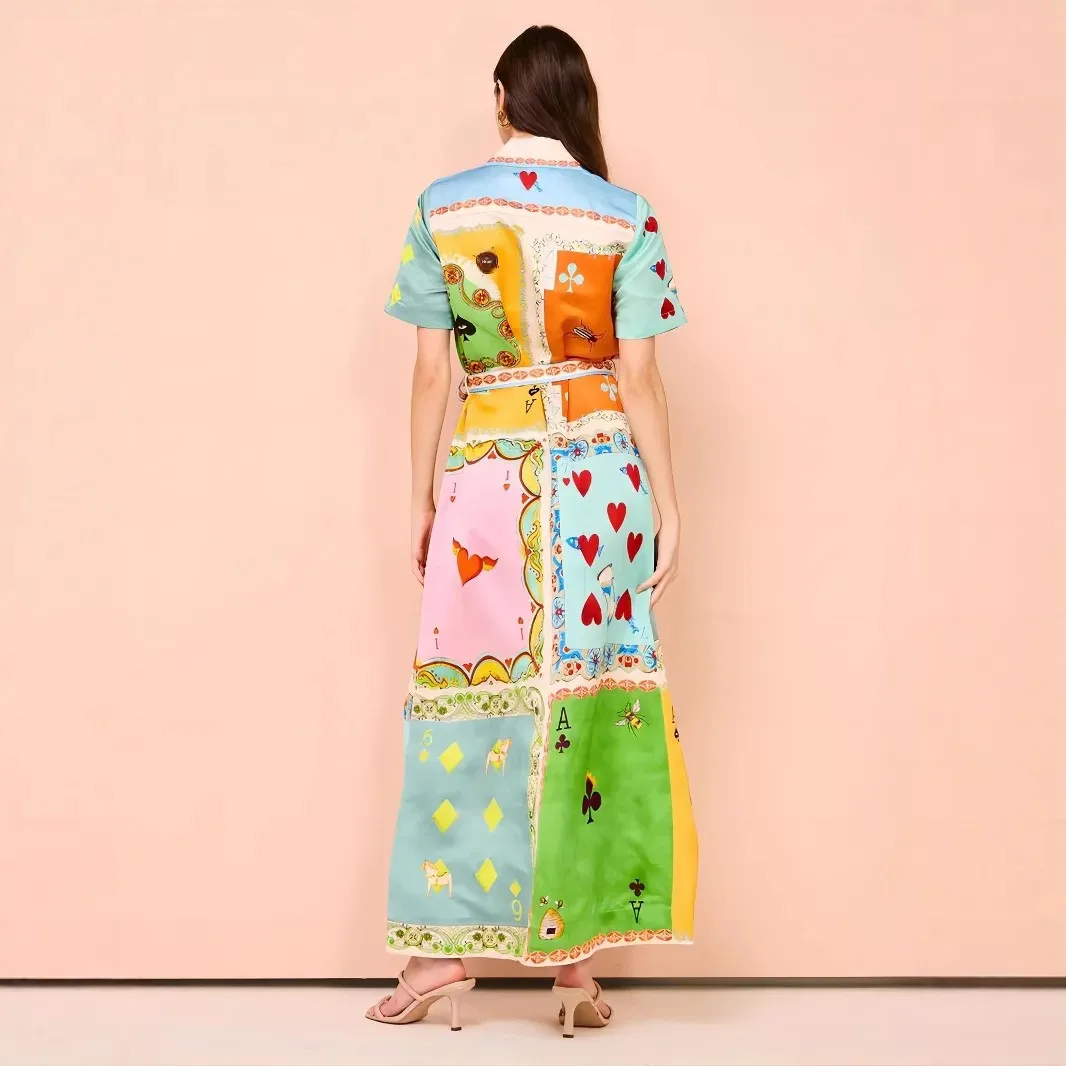 New 2025 Women's Linen Short Sleeve Casual Belted Open Cardigan Dress Loose Fit Comfortable Style Cross-Border Fashion Dress