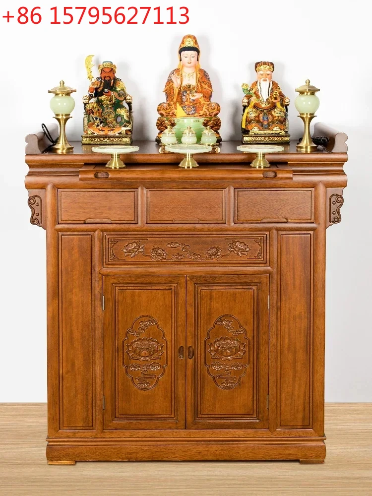 

xz1Household Modern Altar Incense Burner Solid Wood Buddha a Long Narrow Table Buddha Shrine Buddha Statue Enshrine