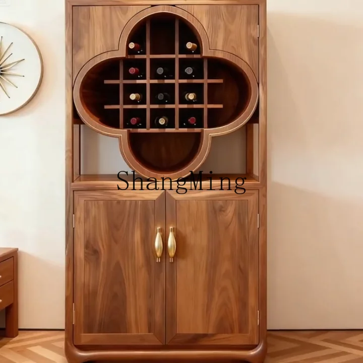 

CL new Chinese black walnut solid wood simple household storage living room dining side cabinet