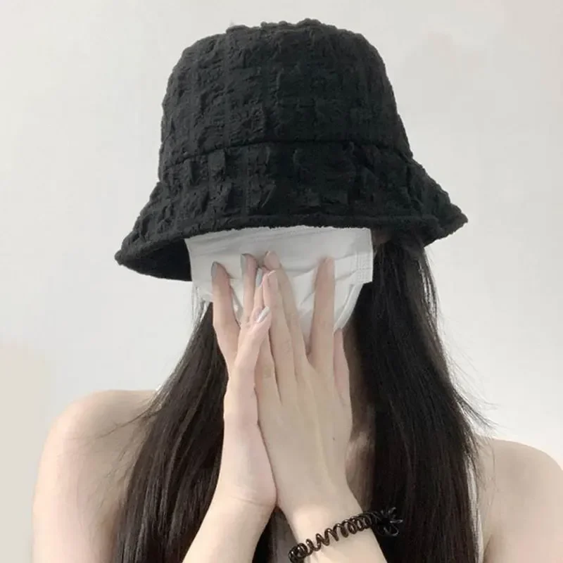 قبعة دلو نسائية أنيقة خفيفة الوزن لصيد الأسماك على الشاطئ، قبعات دلو من قماش الجاكار القطني للإجازات للنساء