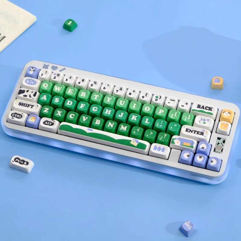 الأبيض الألبان البقرة المزرعات موضوع Keycap الحرارية التسامي MOA الملف الشخصي أغطية المفاتيح لملحقات لوحة المفاتيح الميكانيكية قبعات المفاتيح المخصصة