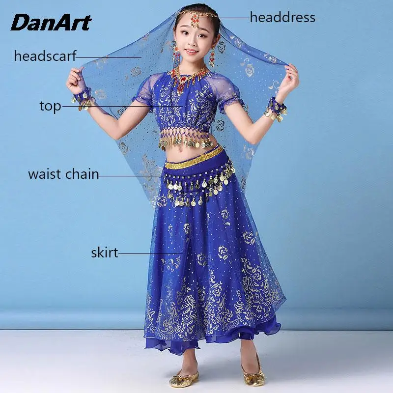 Girls Belly Dance Costumes Set Arabian Indian Dancing Clothing Kids Bellydance Outfit Children Dance Performance Practice Dress