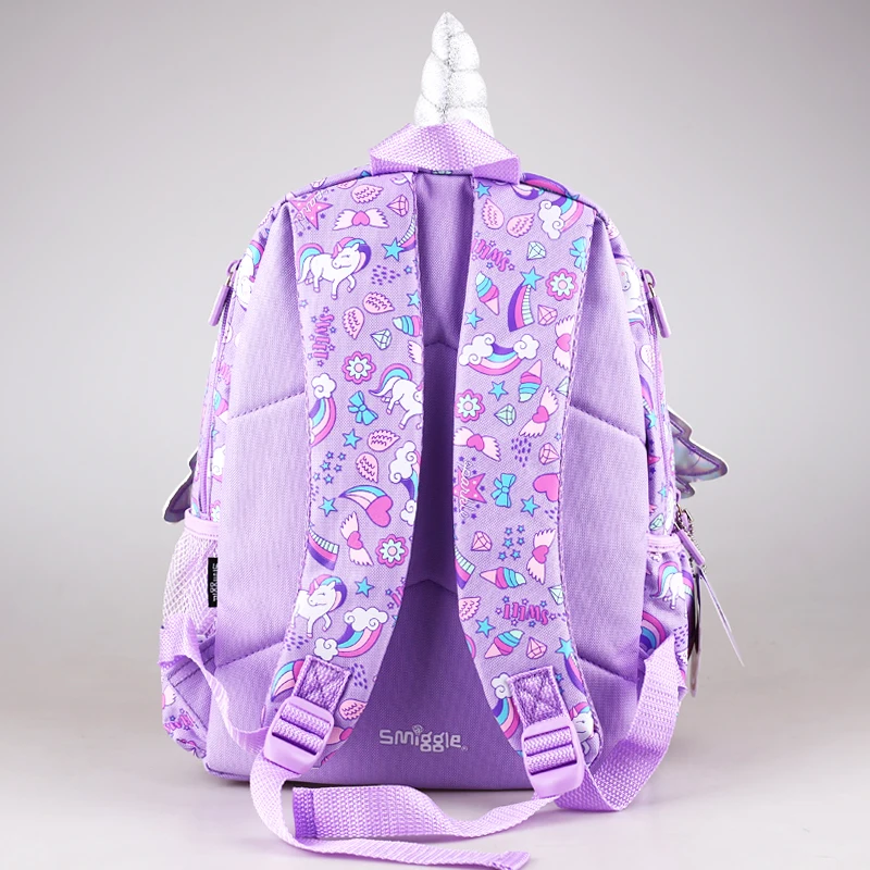 Spot Australian Smiggle Purple Unicorn Wing Shaped Backpack Student Medium Ultra Light Backpack Creative Surprise Gift