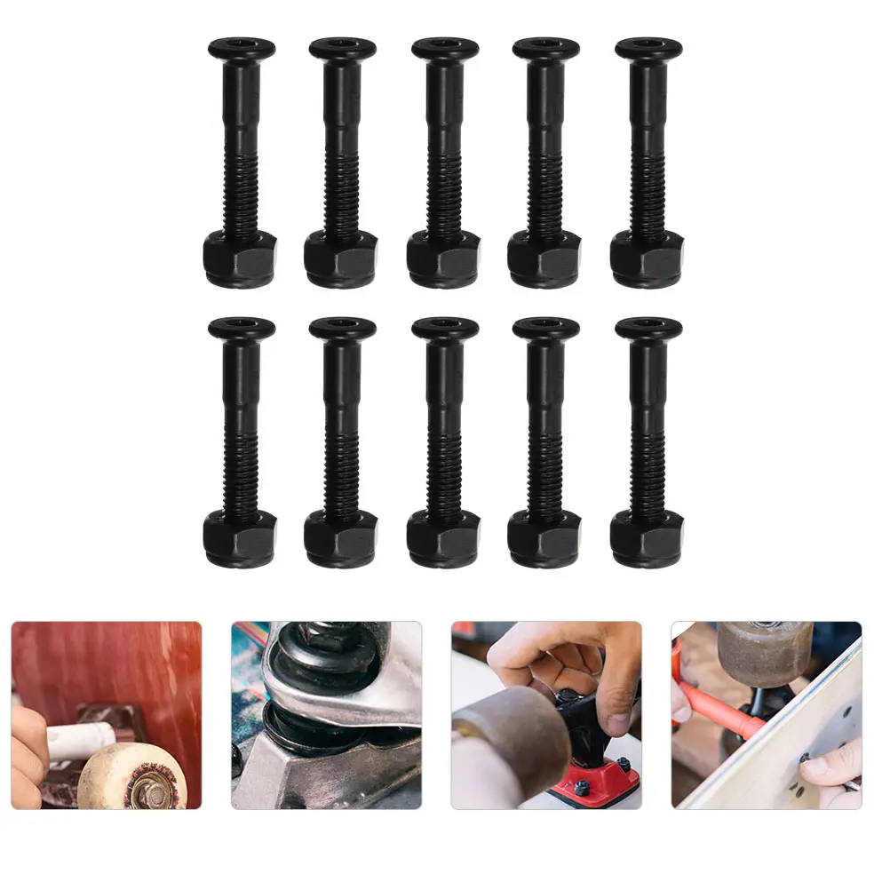 

40 set Mounting Set Black Steel For Longboard Replacement Nuts Skateboard Accessories Screws Bolts Set Hardware Bolts Screws