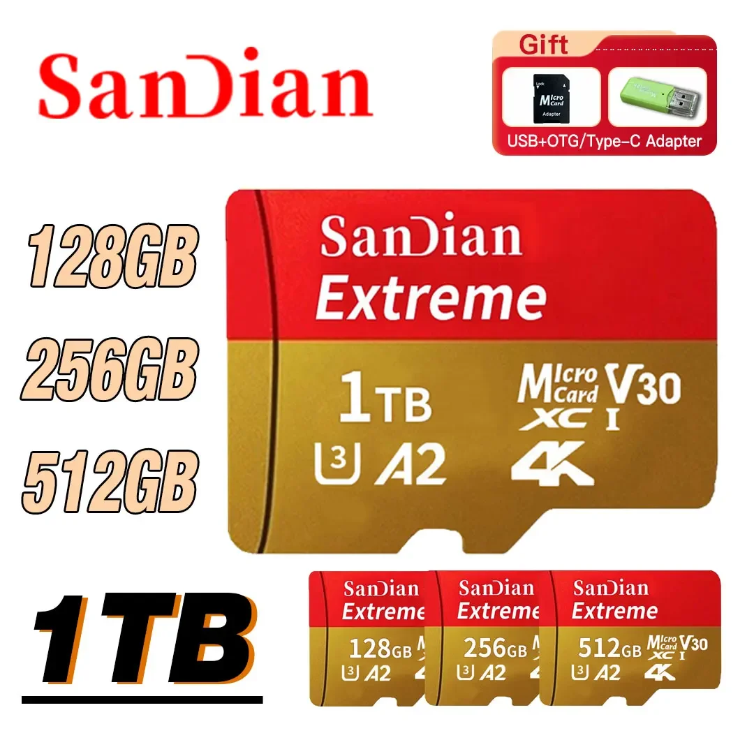 

Original 1TB SD Memory Card 128GB SD/TF Flash Card 512GB Mini Sd Cards 256GB Flash Memory Card With Package Free SD Adapter