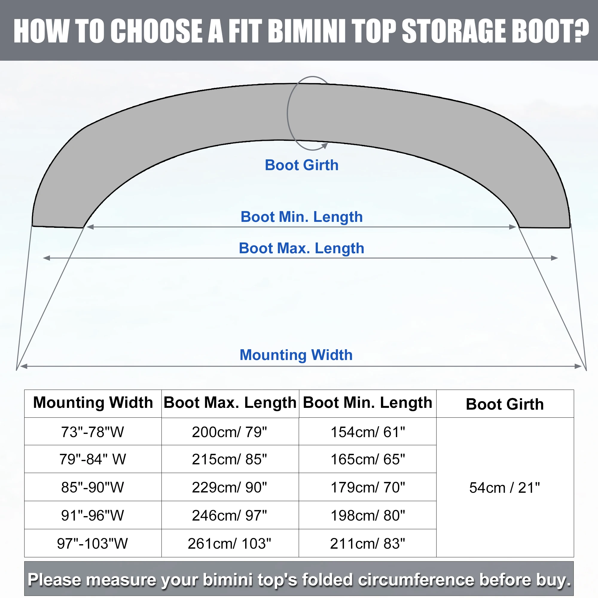 UXCELL Boat Bimini Top Storage Boot Beige 97"-103" W 600D Marine Grade Polyester Sock