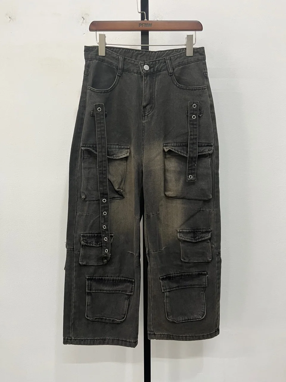 UMI MAO-pantalones vaqueros de pierna ancha para hombre, Jeans sueltos, rectos, de Hip Hop, de calle alta Americana, con múltiples bolsillos, Verano