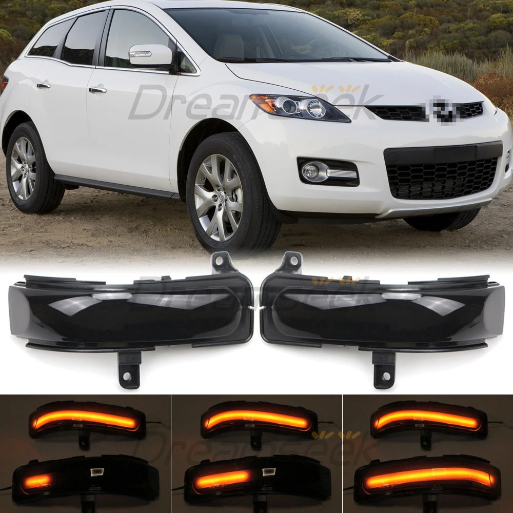 

Smoke Lens LED Reflector Rearview Mirror Light for Mazda5 2010-2013 CX-7 2007-2012 Driving with Dynamic Turn Signal Lamp Blinker