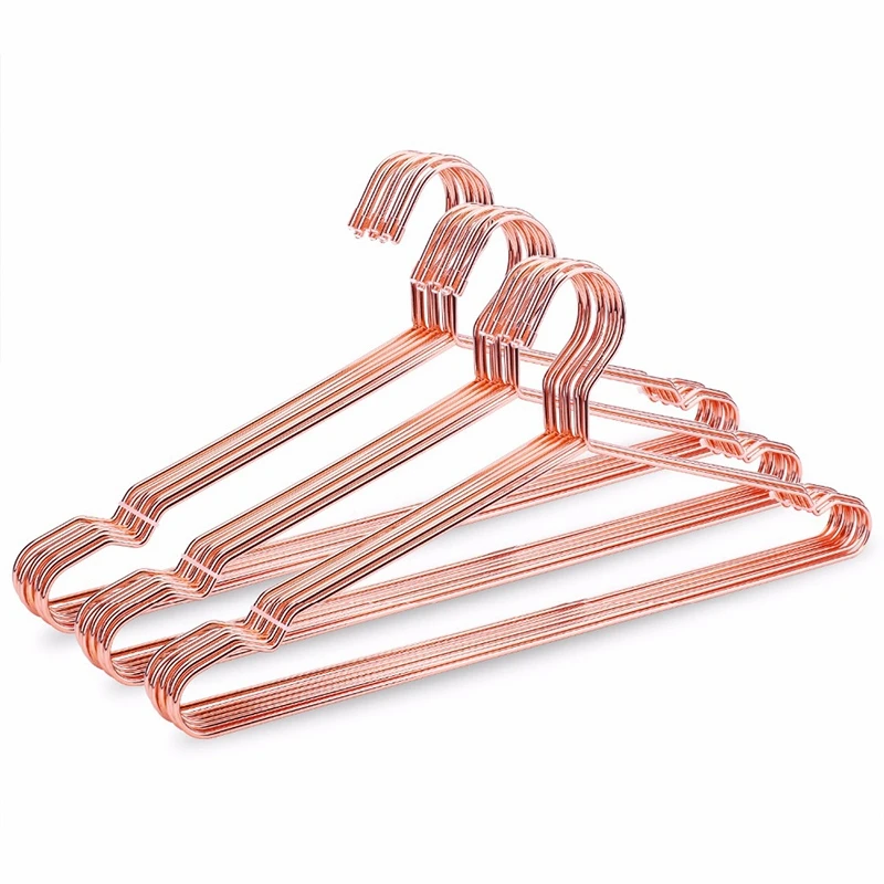 

10Pcs Rose Copper Gold Metal Clothes Shirts Hanger with Groove Heavy Duty Strong Coats Hanger Suit Hanger Rose Gold