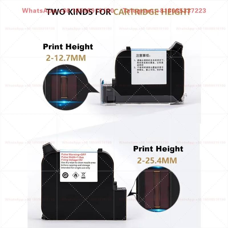 Ink Cartridge Quick Drying 12.7mm 2588 Ink Cartridge 42L Print Height Universal for Handheld Inkjet Printer Black Red Blue Green