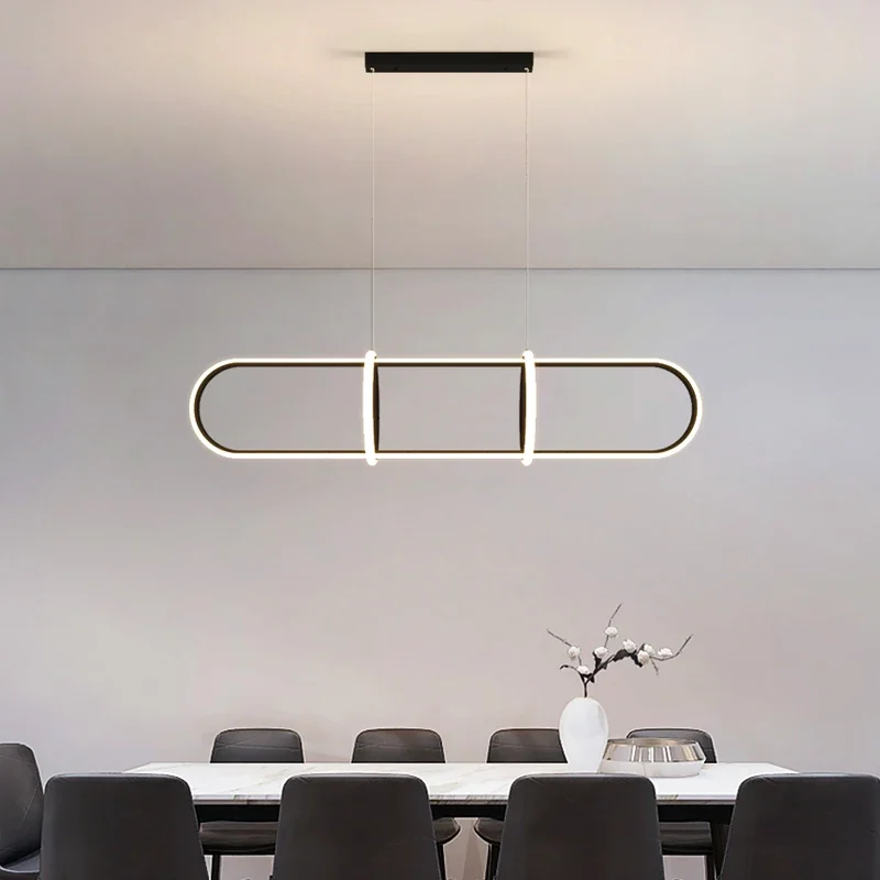 Candelabro de decoración minimalista para cocina, luces colgantes Led negras con Control remoto, iluminación de Bar, 2022