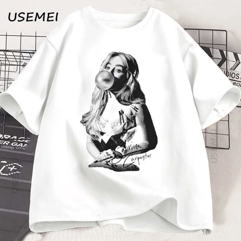 

Sabrina Carpenter Bubble T Shirt Casual Cotton Short Sleeve Tshirt Streetwear Round Neck Y2k Clothes Loose Vintage Clothes