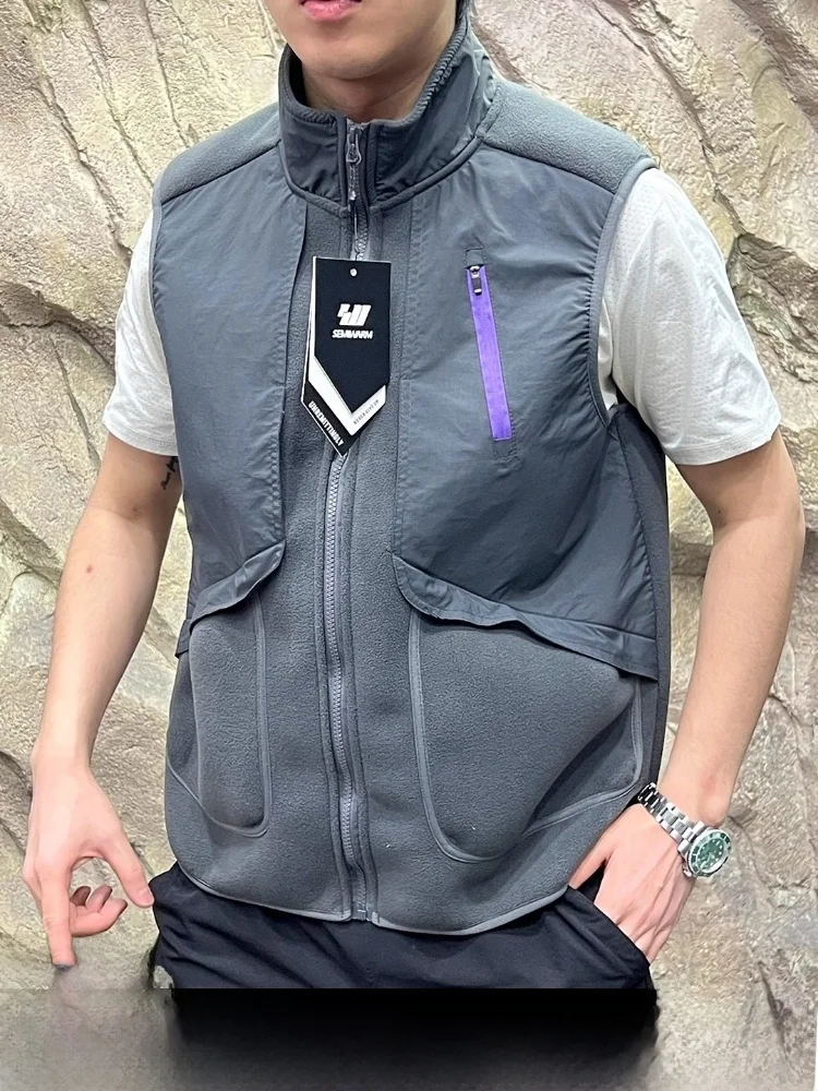 

Двусторонний жилет Fce, мужской ретро-стойка с воротником-стойкой, теплый, модный, на молнии, однотонный, осенне-зимний, Jaet