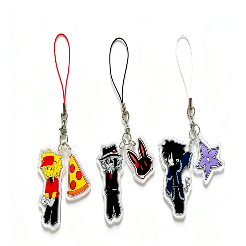 RBLX FORSAKEN Chance Two Time Elliot Acrylic Glitter Phone Charms Kawaii cartoon game Character pendant