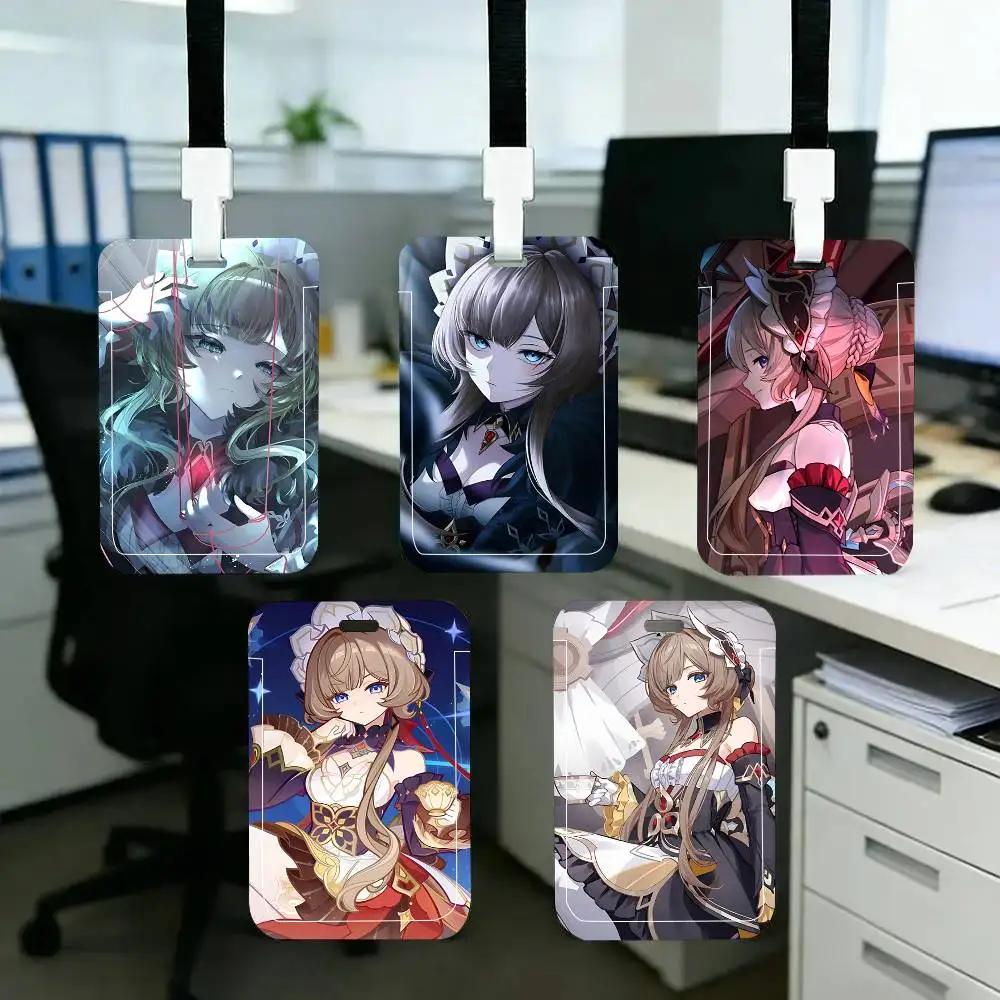 1pc Anime Game Character Sandrone ID Card Sleeve School Card Access ID Card Bus Meal Card Protective Sleeve Easy Push