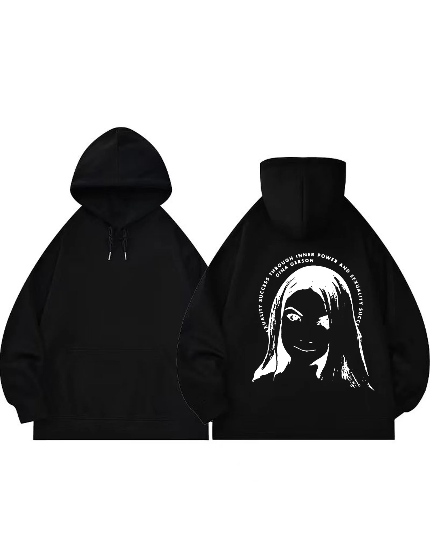 موضة خريف وشتاء 2025 سترة بقلنسوة ثقيلة الوزن 300 جرام جينا جرسون بقلنسوة للرجال والنساء ملابس الشارع بغطاء للرأس مطبوعة #2