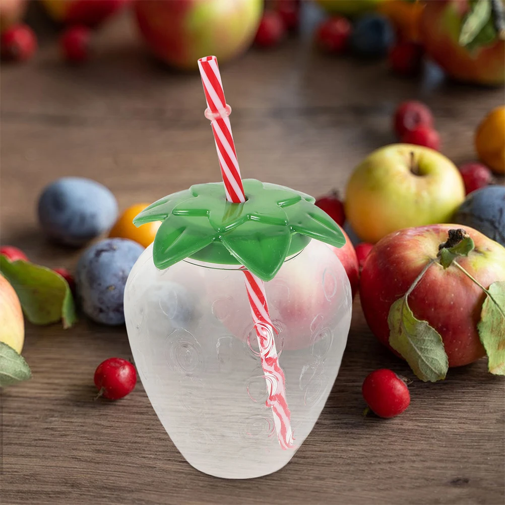 

4 Pcs Strawberry Sippy Cup Cups for Party Glass with Lid and Straws Tumbler Cover Strawburry