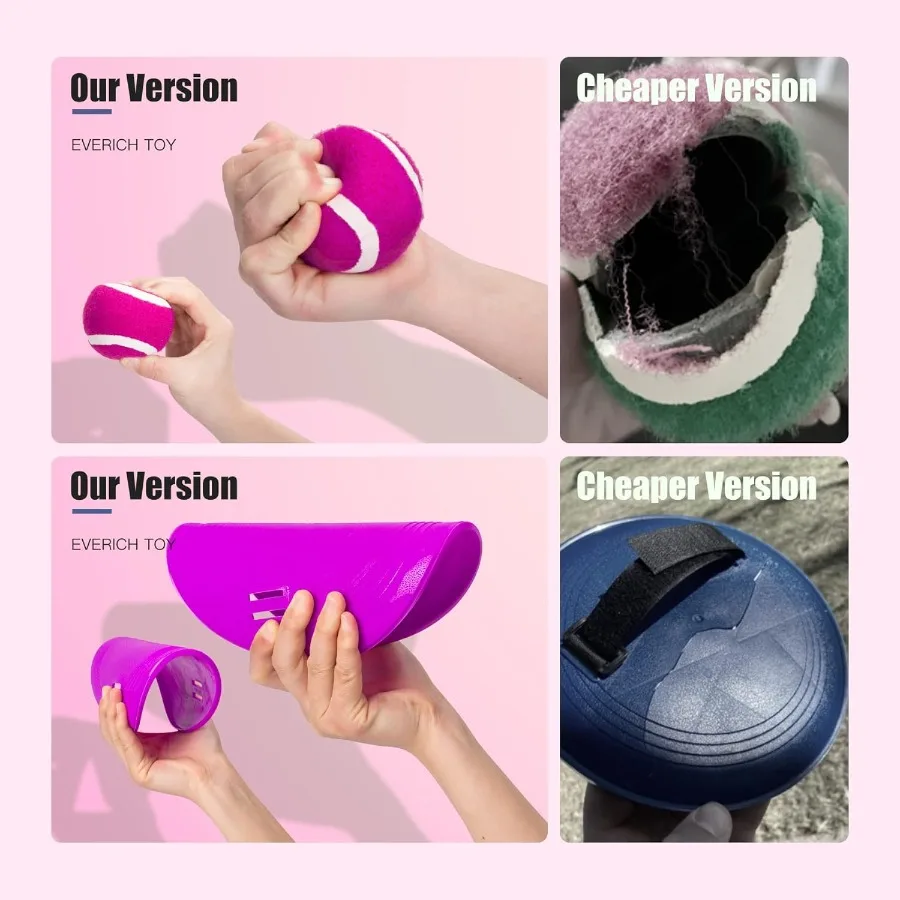 Toss and Catch Ball Game Set - Indoor and Outdoor Games for Kids 3-12, Beach Sand Pool Water Toy Includes 2 Paddles 2 Sticky Bal