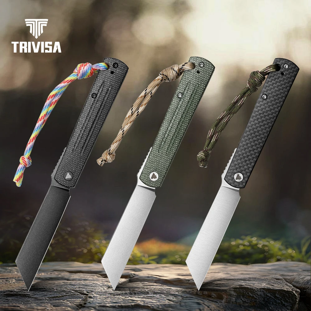 

TRIVISA Hydra Pocket Folding Knife for Men 10Cr15CoMoV Steel Blade Micarta G10 Handle Camping Hunting Fishing Survival EDC Tools