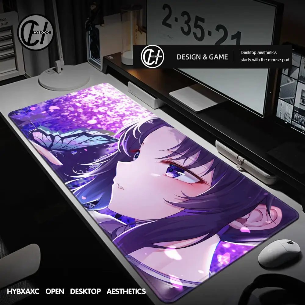 

Hot Kochou Shinobu Mouse Pad PC Purple Flower Butterfly D-demon Slayer Desk Mat XXL Mousepad Laptop Anime Girl Keyboard Rug