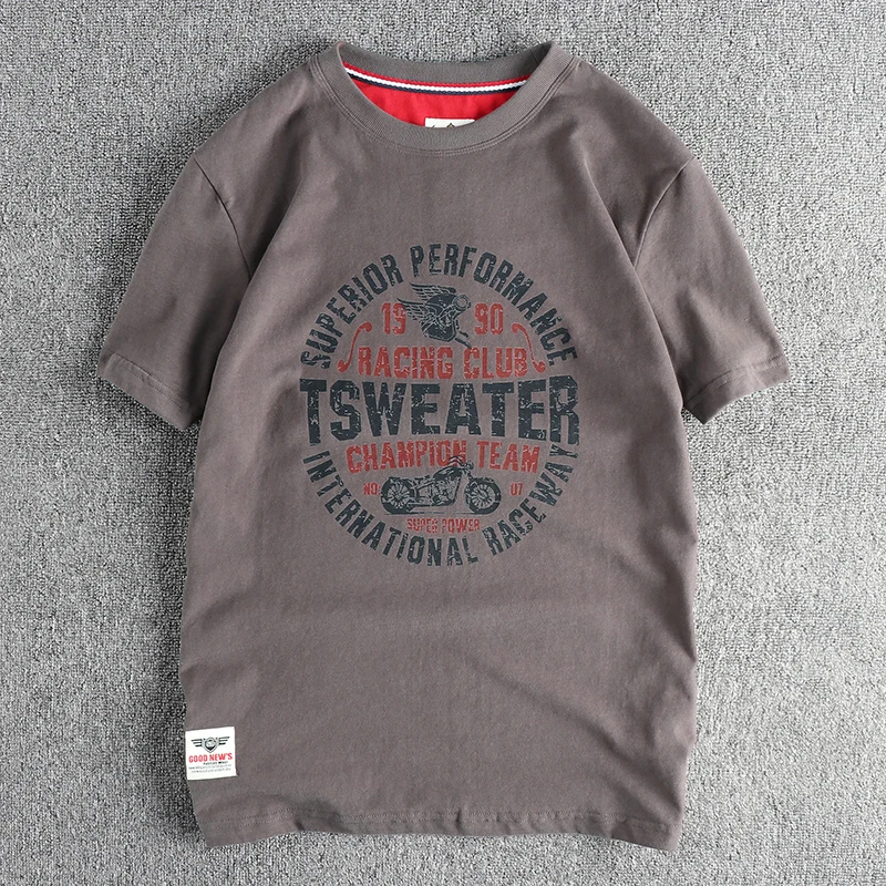 メンズ半袖オートバイTシャツ,レタリングパターン,レトロなトレンド,アメリカンスタイル,個性,夏,新品