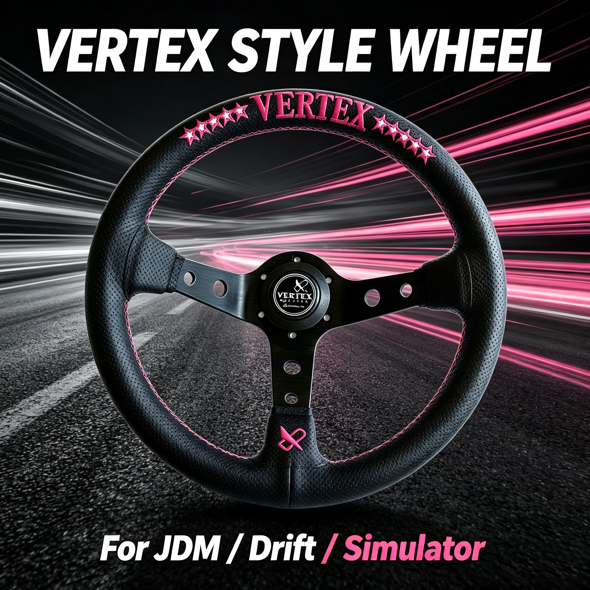 320mm Vertex 10 Star Embroidery Steering Wheel 90mm Deep  Leather Universal JDM Racing Drift Steering Wheel For Car Simulator