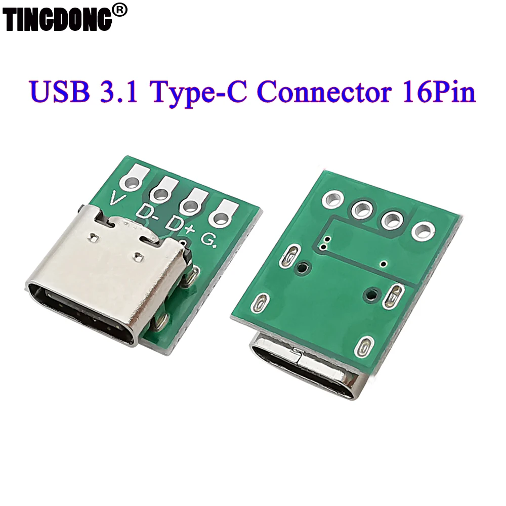 1/2/5/8/10Pcs USB 3.1 Type C Connector 16 Pin Test PCB Board Adapter 16P Connector Socket For Data Line Wire Cable Transfer