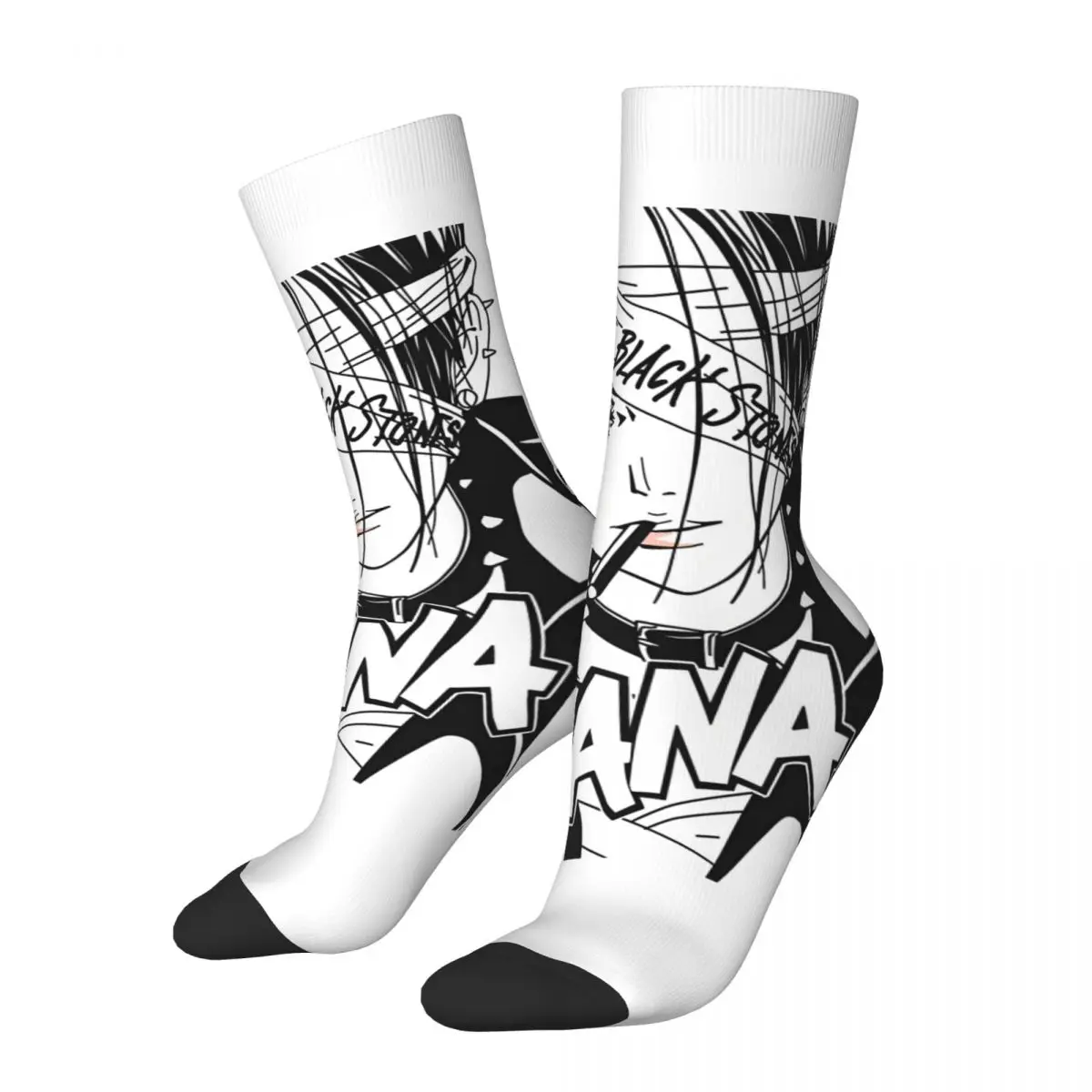 Crazy compression Girl Sock for Men Vintage NANA Quality Pattern Crew Sock Casual