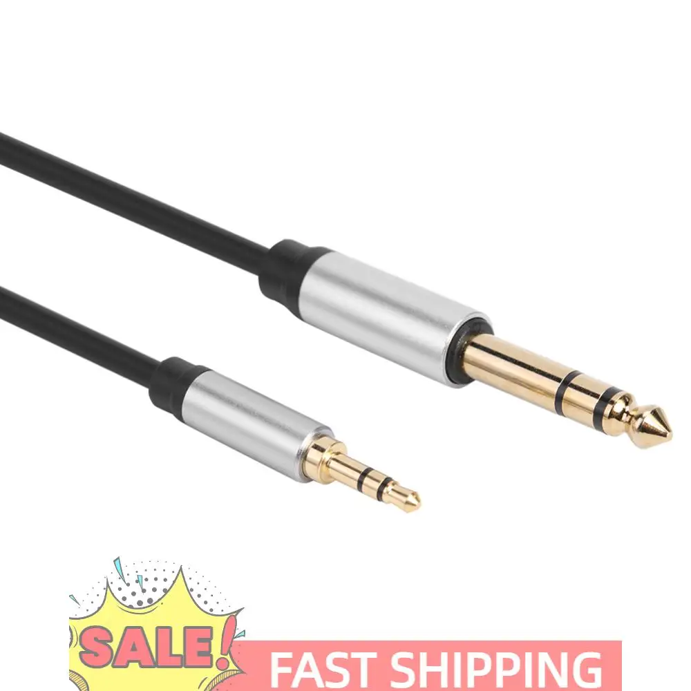 

Black 3.5mm 1/8 inch Male to 6.35mm 1/4 inch Stereo Plug Male Extension Cable Gold-plated Interface Good Performance