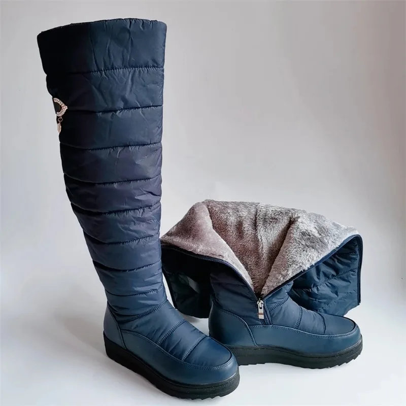 Down Warm Plush High Snow Boots Women 2025 Winter Shoes Platform Women's Over The Knee Boots Female Fashion Fur Waterproof Shoes