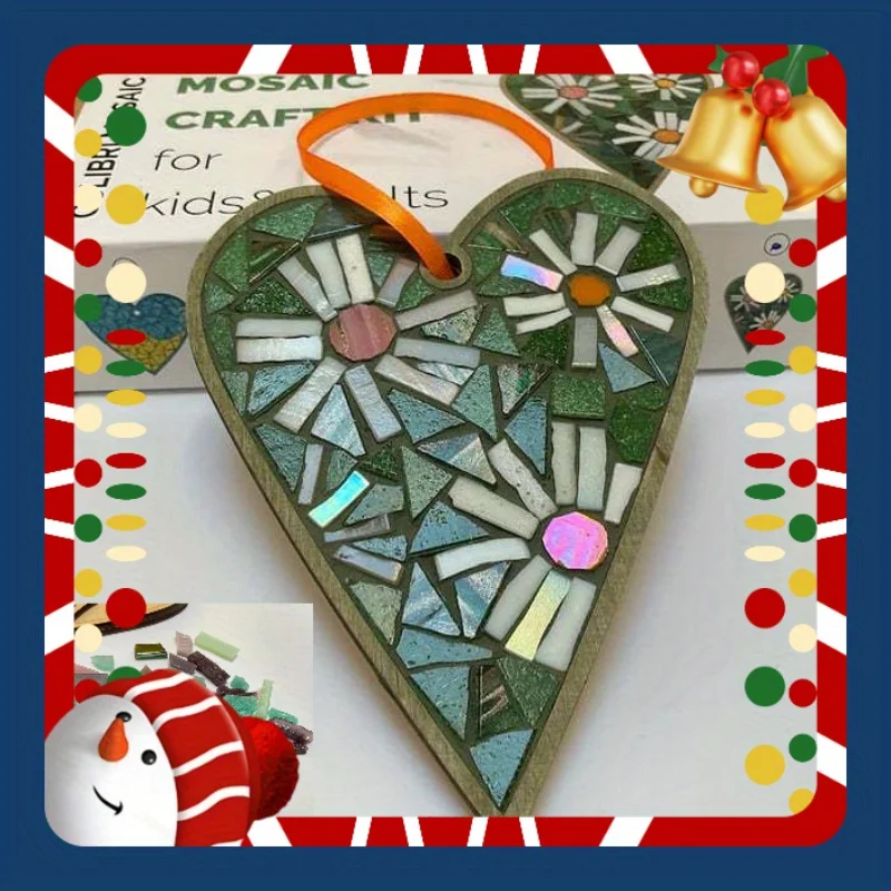 

DIY Mosaic Kit Gift Heart Christmas Home Decor Mosaic Heart Ornament Tiles for Kids Educational Toy Craft Kit with Mixed Color