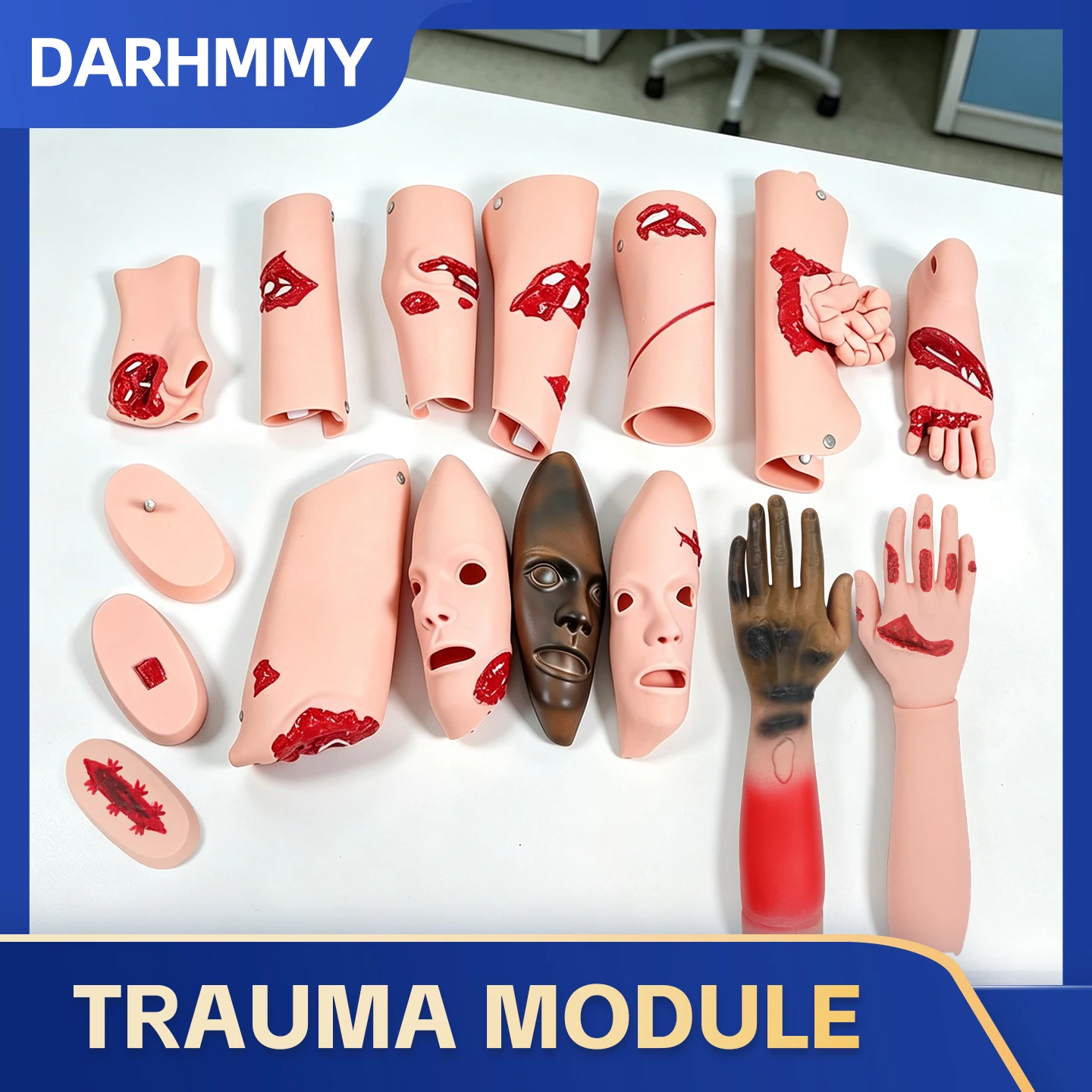 DARHMMY 16Pcs Trauma Wound Simulation Module, Emergency First Aid Trauma Assessment Training Model, for Nursing & EMS Teaching
