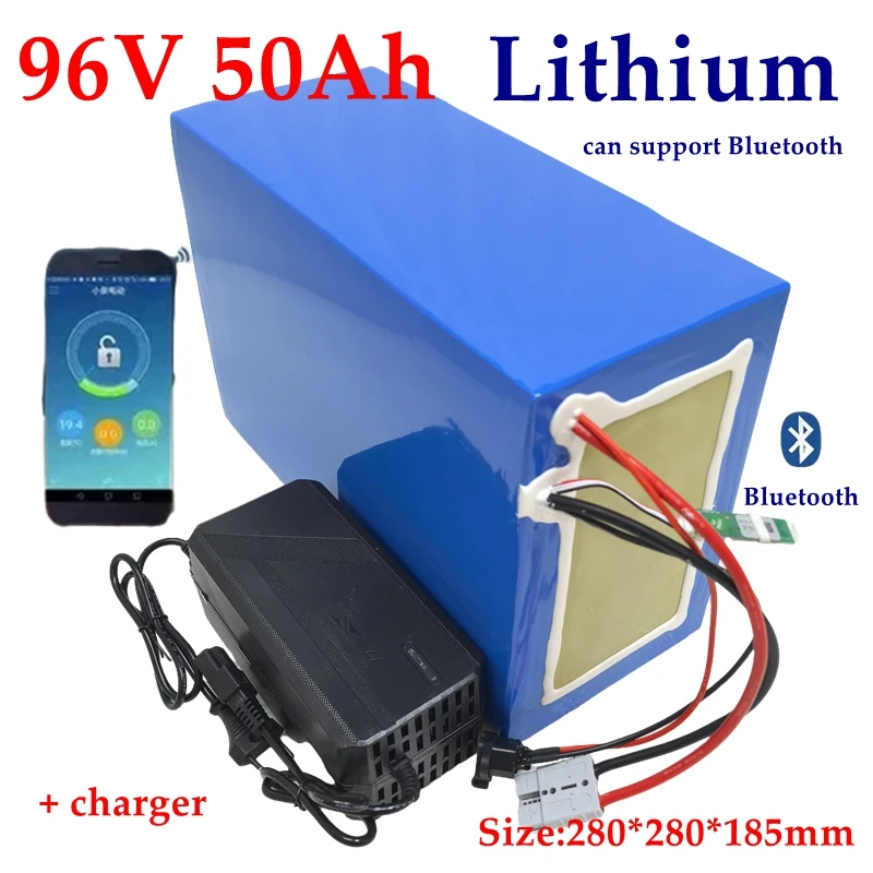 

96v 50ah lithium ion battery li ion bluetooth BMS APP for 5000W motor robot scooter bike motorcycle AGV bike + 10A Charger