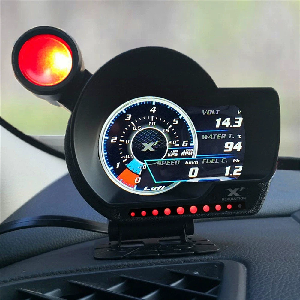 LUFI XF OBD2 Digital Turbo Boost Oil Pressure  Temperature Gauge For Car Afr RPM Fuel Level Speed EXT Oil Meter English Version