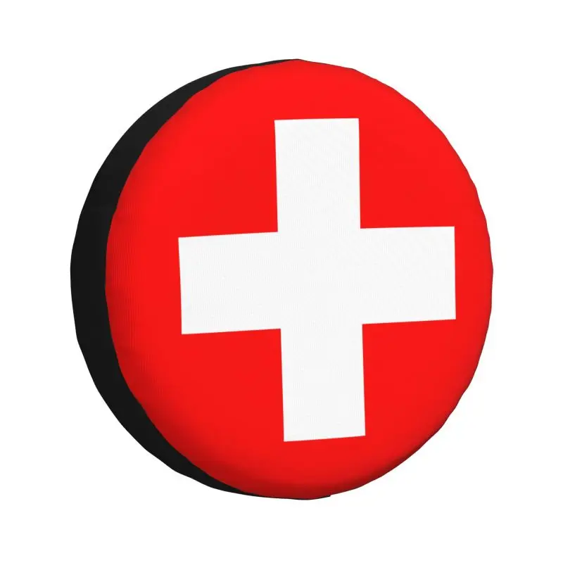 

Custom Flag Of Switzerland Spare Wheel Tire Cover for Mitsubishi Pajero Jeep RV SUV Camper Vehicle Accessories 14" 15" 16" 17"