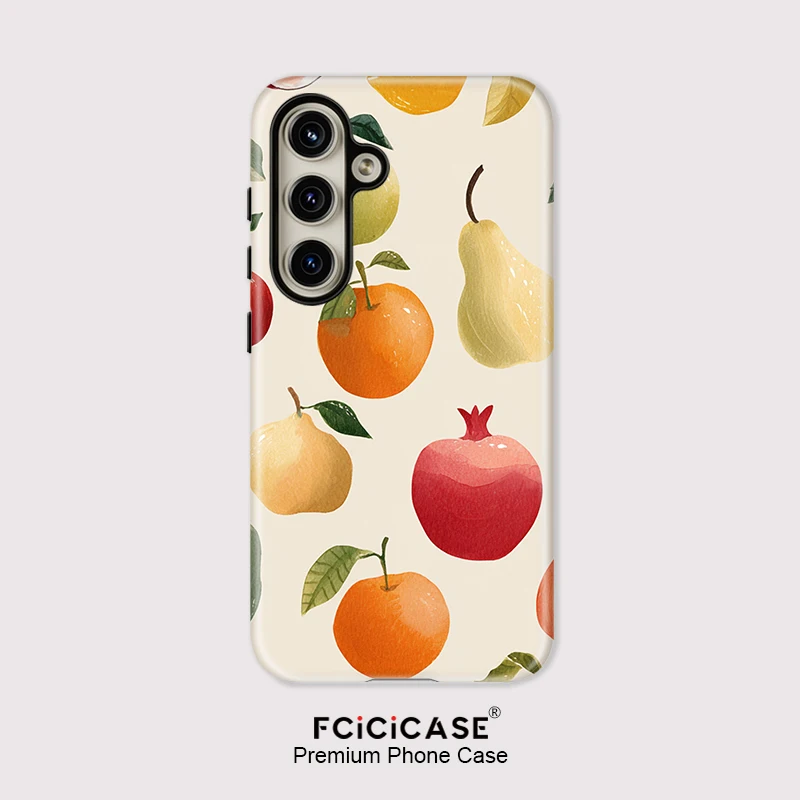 Fcicicase frutas manzanas naranjas funda de teléfono con estampado de pera para Samsung Galaxy A56 A26 A16 A36 5G funda protectora acrílica suave de TPU