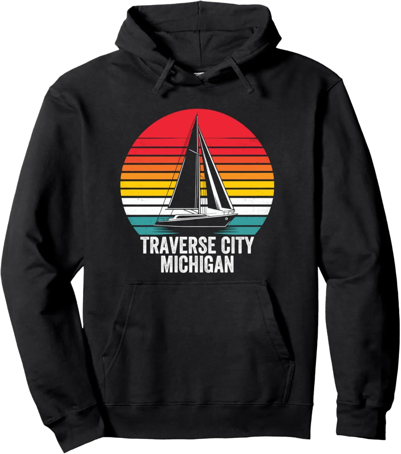 

Пуловер с капюшоном Traverse City Michigan, винтажный пуловер с капюшоном Sailing Traverse City