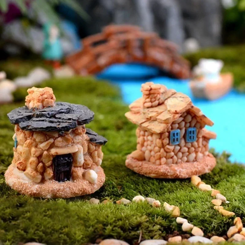Random 1 Pcs Household Fashion Decoration Creativity DIY Succulent Plants Pot Microlands Craft Castle Stone House Accessories