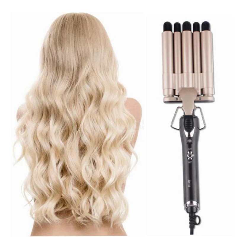 

Quick Heating Ceramic 2 Temperature Controlled Curling iron Portable PTC heating 5 buckets of wave curling iron