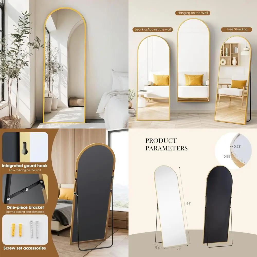 Staande spiegel over de volledige lengte 64x21, aluminium frame, vloerspiegel voor thuis, slaapkamer of badkamer, volledige wandspiegel