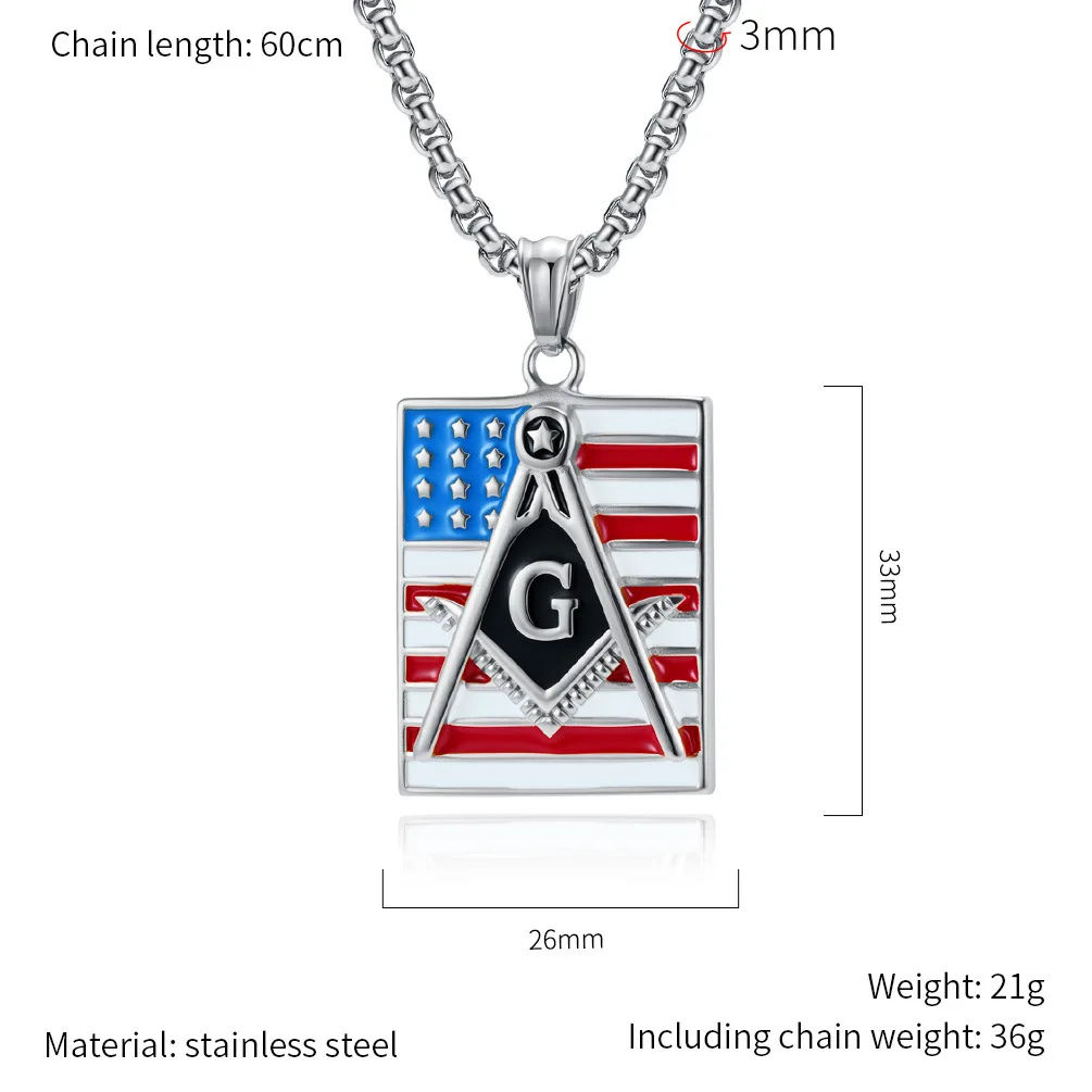 5 قطع الرجال الأوروبية الأمريكية الفريدة من نوعها المتخصصة الساخن بيع الماسوني ستار Spangled راية الفولاذ المقاوم للصدأ قلادة قلادة