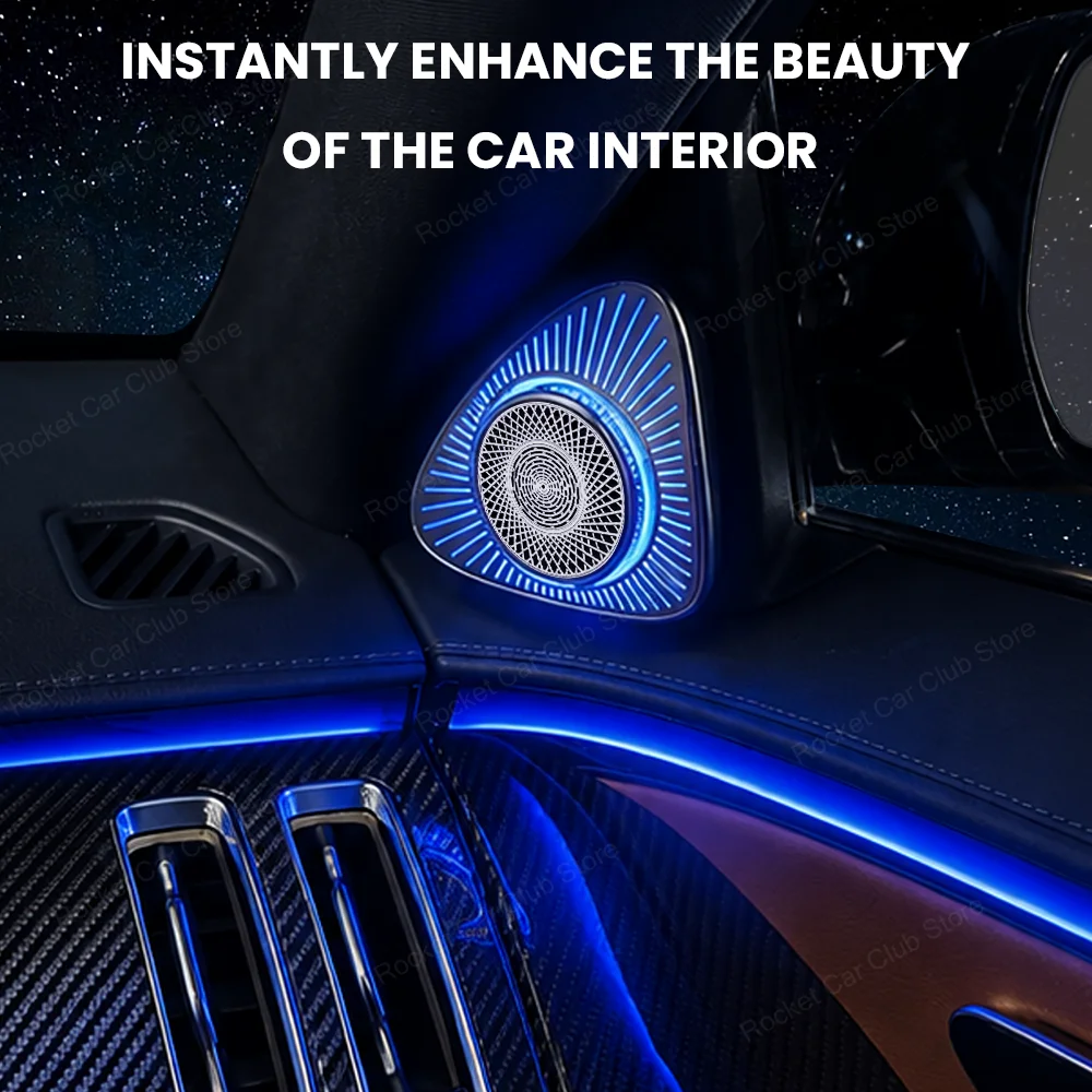 For Mercedes Benz W223 S-Class 2021+ Car RGB LED Treble Horn Refit Accessory LED 3D 4D 5D Speaker 64 Color Ambient Light