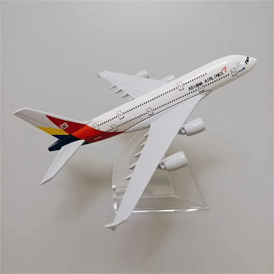 16cm Alloy Metal Korean Air Asiana Airlines A380 Die-cast Aircraft Model Toys Airbus 380 Airlines 1:400 Scale Aircraft Model